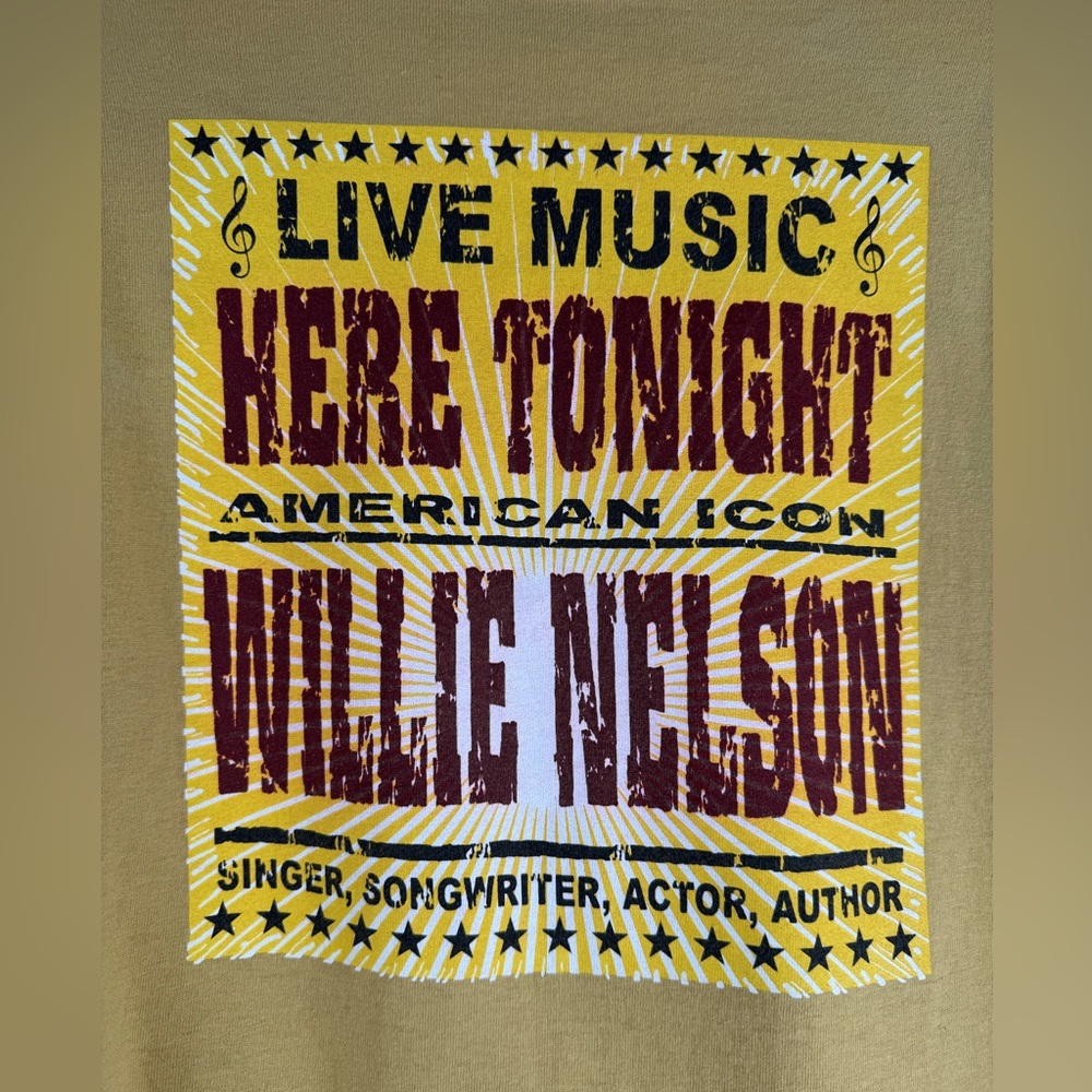 Vintage Willie Nelson "Spirit" long-sleeve T-shirt Size L Mustard Yellow Country - Picture 4 of 9